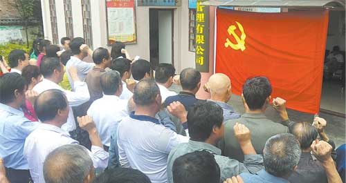 商洛日報黨總支組織黨員重溫入黨誓詞